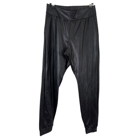 Commando Black Faux Leather Jogger Pants Small Comfort Chic Pull On Minimal - Picture 6 of 10